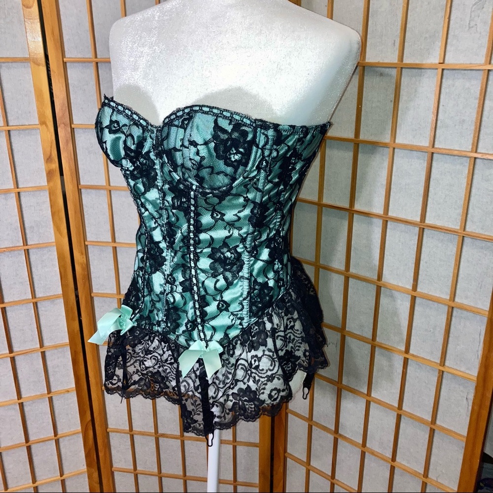 Frederick’s of Hollywood sea foam lace corset